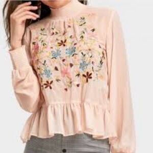 Zara Trafaluc Collection Long Sleeve Floral Embroidery Size Medium